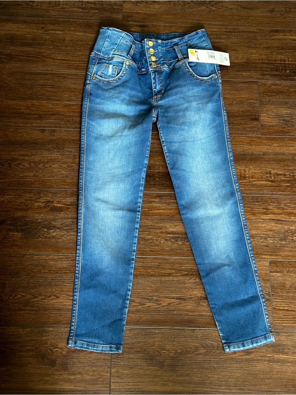 Colombian Push Up High-Waist Light Blue Sculpting Women's Jeans size 7/8 - Picture 2 of 5